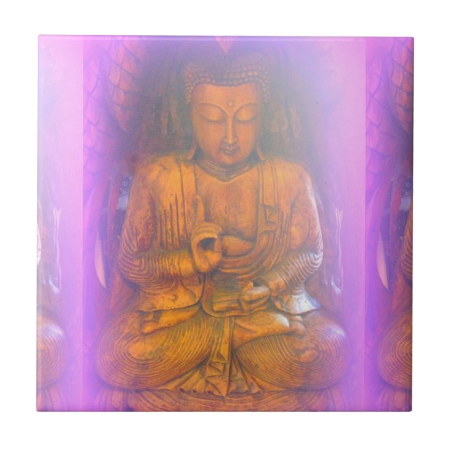 purple aura sitting buddha tile (Front)