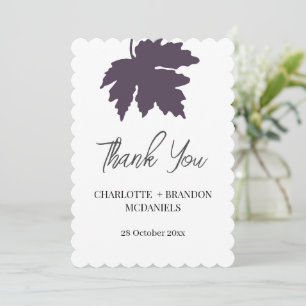 Purple Autumn Maple Leaf Wedding Thank You Card