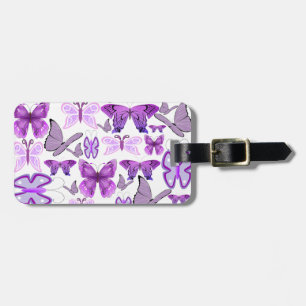 Purple Awareness Butterflies Luggage Tag