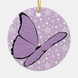 Purple Awareness Butterfly Ceramic Tree Decoration