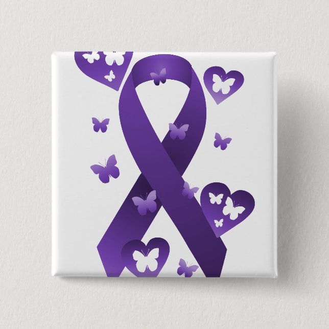 Purple Awareness Ribbon 15 Cm Square Badge (Front)