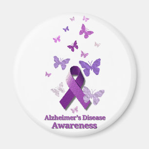Purple Awareness Ribbon: Alzheimer's Disease Magnet