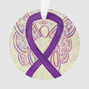 Purple Awareness Ribbon Angel Customised Ornaments