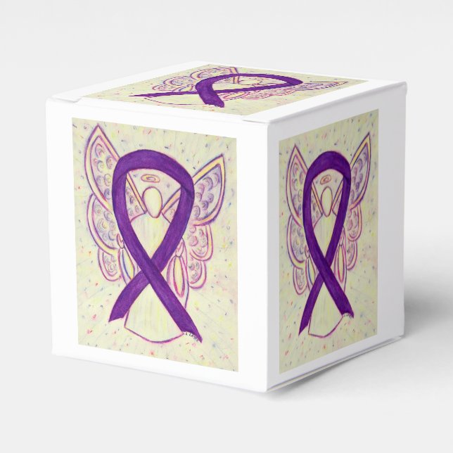 Purple Awareness Ribbon Angel Party Favour Box (Front Side)