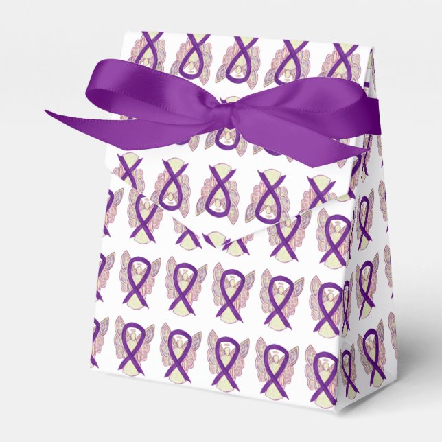 Purple Awareness Ribbon Angel Party Favour Boxes (Front Side)