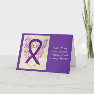 Purple Awareness Ribbon Angel Personalised Cards