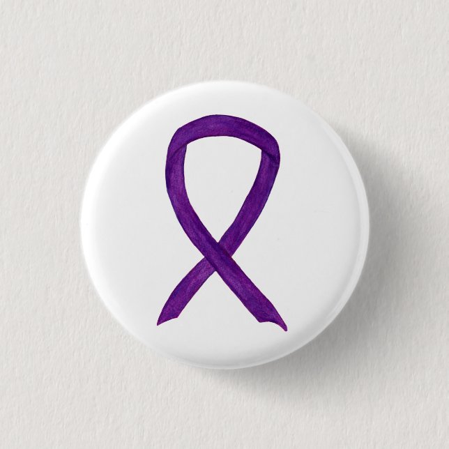Purple Awareness Ribbon Art Custom Pendant Buttons (Front)