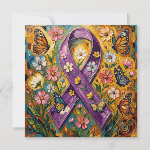 Purple Awareness Ribbon, Blank Card