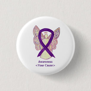 Purple Awareness Ribbon Custom Angel Art Pins