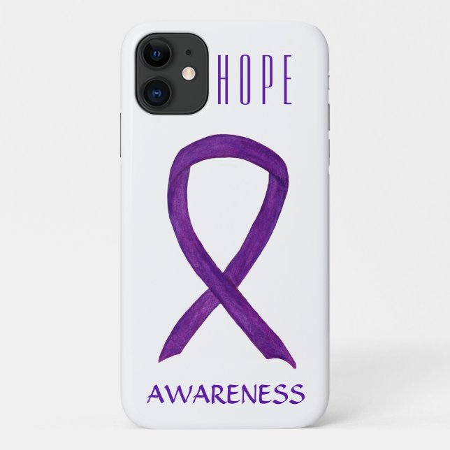 Purple Awareness Ribbon Custom Art iPhone X Case (Back)