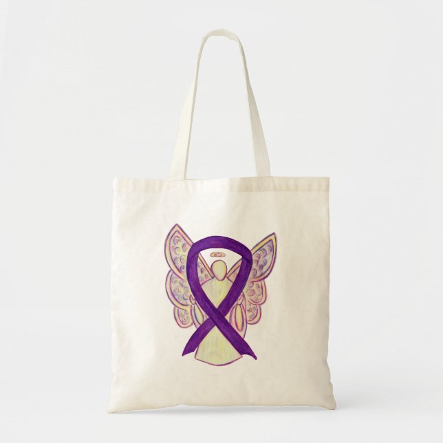 Purple Awareness Ribbon Custom Art Tote Bag (Front)