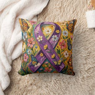 Purple Awareness Ribbon Fibro Cushion