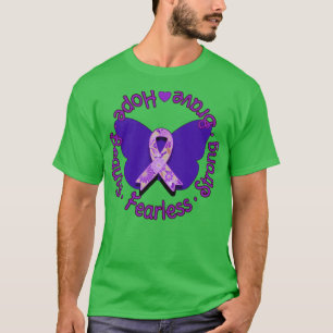 Purple Awareness Ribbon Floral Design T-Shirt