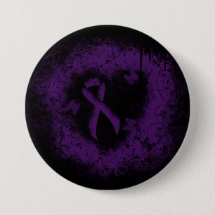 Purple Awareness Ribbon Grunge Heart 7.5 Cm Round Badge
