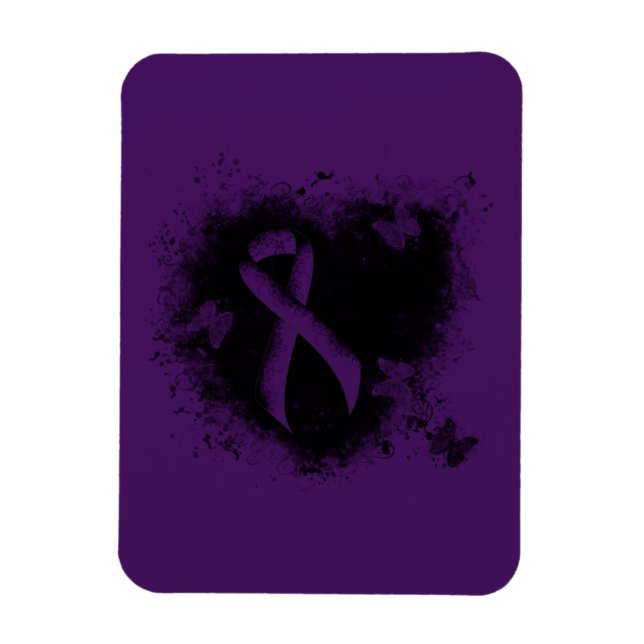 Purple Awareness Ribbon Grunge Heart Magnet (Vertical)