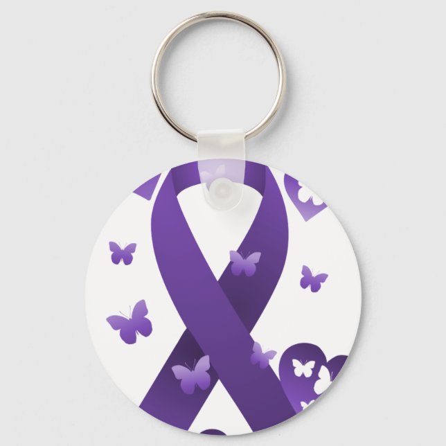 Purple Awareness Ribbon Key Ring (Front)