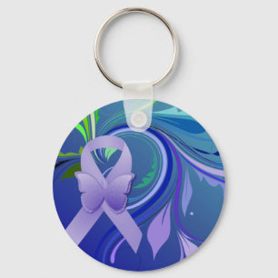 Purple Awareness Ribbon Key Ring