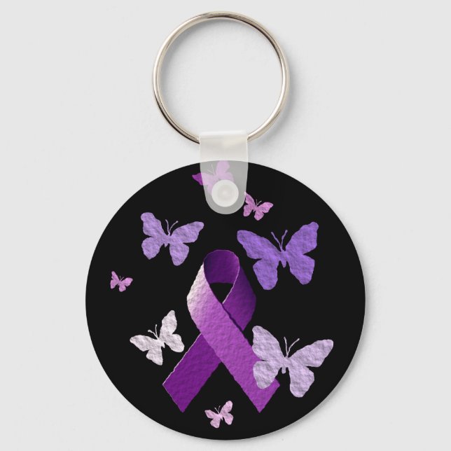 Purple Awareness Ribbon Key Ring (Front)