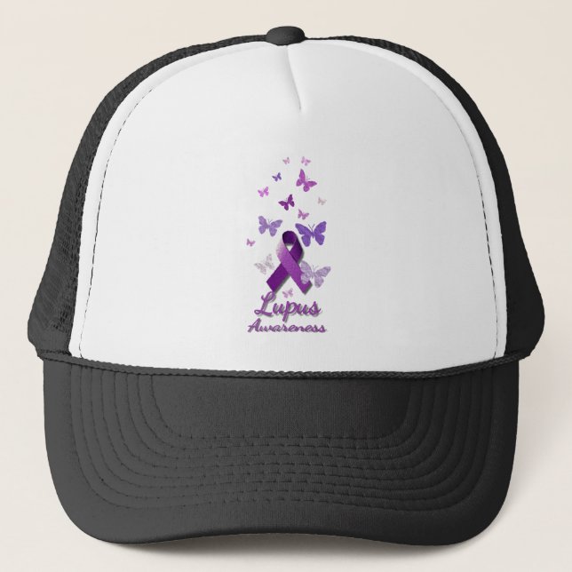 Purple Awareness Ribbon: Lupus Trucker Hat (Front)