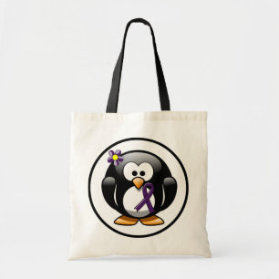 Purple Awareness Ribbon Penguin Tote Bag