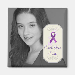 Purple Awareness Ribbon Photo Keepsake Magnet