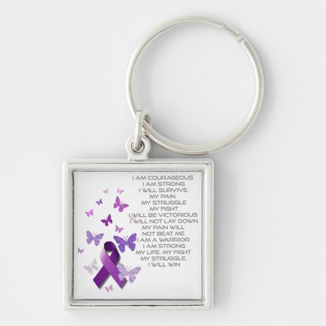 Purple Awareness Ribbon/poem Key Ring (Front)