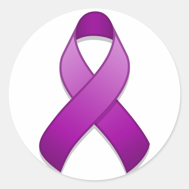 Purple Awareness Ribbon Round Sticker (Front)