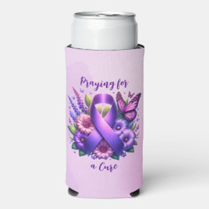 Purple Awareness Ribbon Seltzer Can Cooler