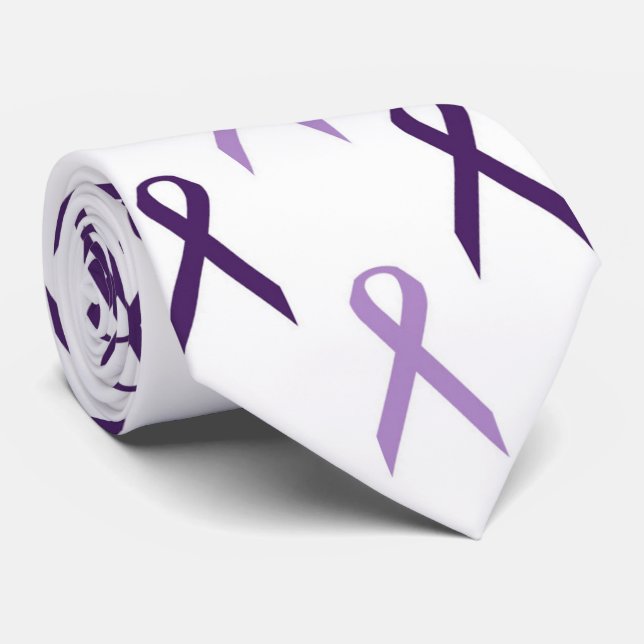 Purple Awareness Ribbons Pattern Alzheimer's Tie (Rolled)