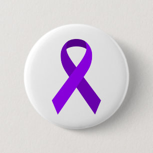Purple Awareness Support Ribbon 6 Cm Round Badge