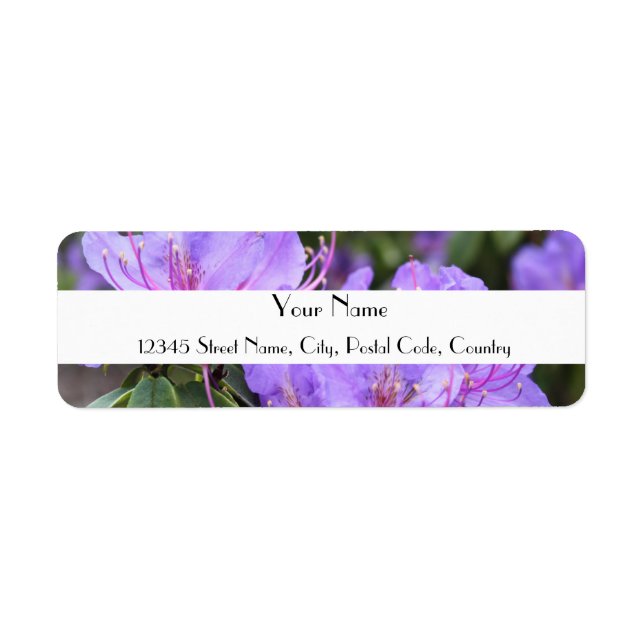 Purple azalea flowers address labels (Front)