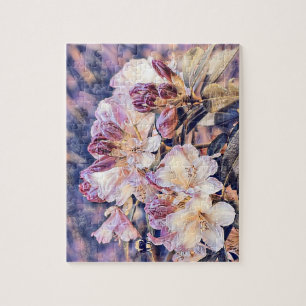 Purple azeea blossom watercolor painting jigsaw puzzle