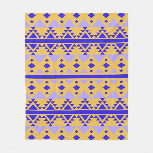 Purple Aztec Tribal Pattern Fleece Blanket (Front)