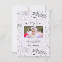 Purple Baby Bat Halloween Thank You Card