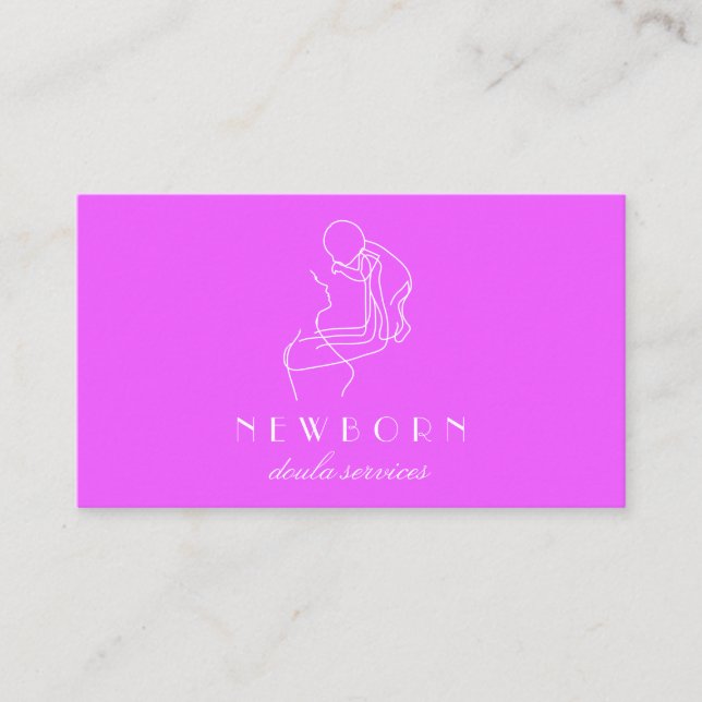 Purple Baby Coach New Born Doulas Childcar Business Card (Front)