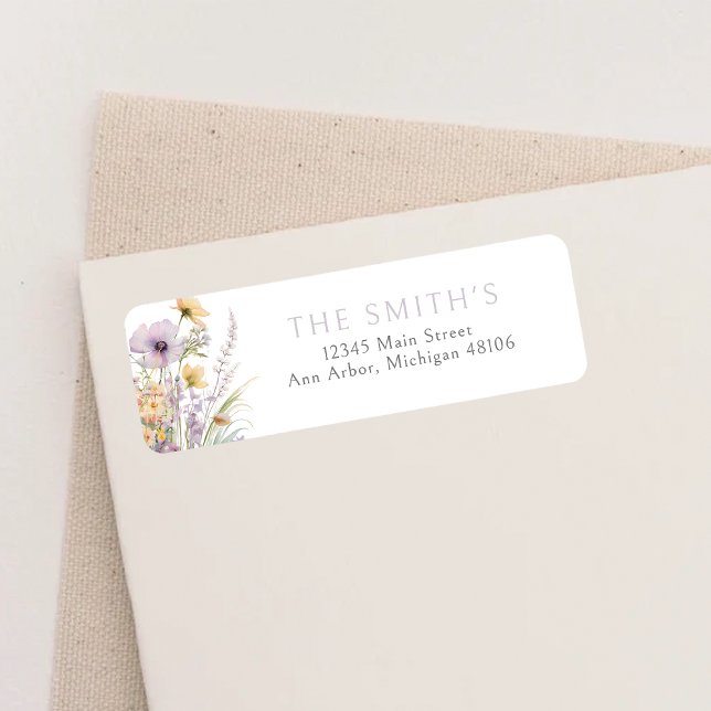 Purple Baby In Bloom Floral Shower Return Address (Creator Uploaded)