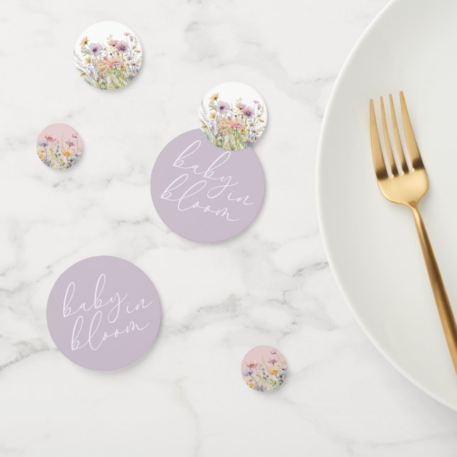 Purple Baby In Bloom Floral Wildflower Baby Shower Confetti (Group)