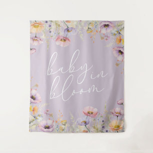 Purple Baby In Bloom Floral Wildflower Baby Shower Tapestry