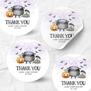 Purple Baby is Brewing Halloween Baby Shower Classic Round Sticker