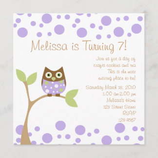 Purple Baby Owl Invitation