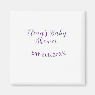 Purple baby shower name date stylish elegantsimple magnet