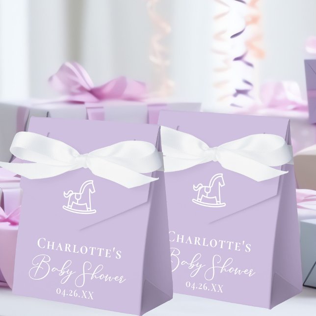 Purple Baby Shower Rocking Horse Personalised Favour Box (Creator Uploaded)
