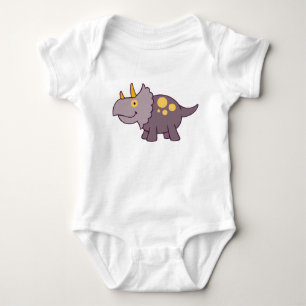 Purple Baby Triceratops Dinosaur Baby One-Piece Bodysuit