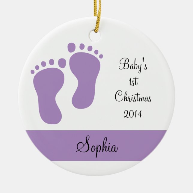 Purple Baby's 1st Christmas Ceramic Tree Decoration (Front)