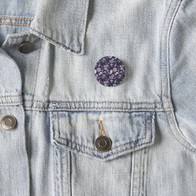 Purple Background Big Floral Seamless Pattern 3 Cm Round Badge (In Situ)