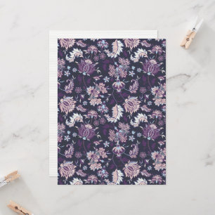 Purple Background Big Floral Seamless Pattern Card