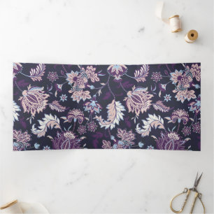 Purple Background Big Floral Seamless Pattern Tri-Fold Announcement