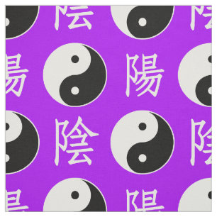 Purple Background Chinese Yinyang Pattern Fabric