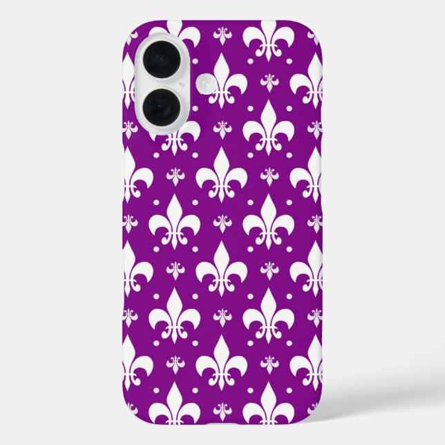 Purple Background Fleur-de-lis Pattern Design  Case-Mate iPhone Case (Back)