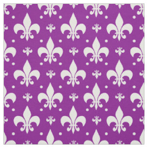 Purple Background Fleur-de-lis Pattern Design Fabric
